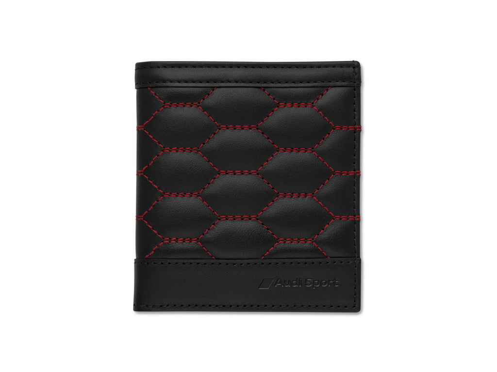 Audi - Sport Wallet Leather Small Mens Black Red - Genuine Product