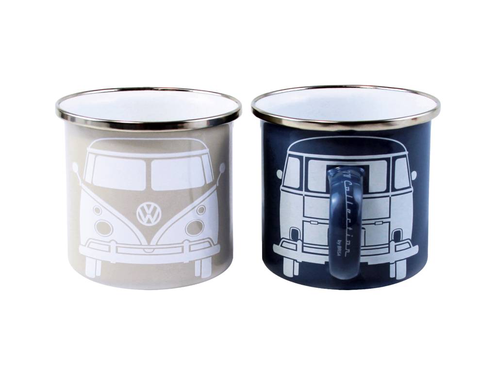 Volkswagen - T1 Bus Enamel Mug Set Blue & Grey - Licenced Product