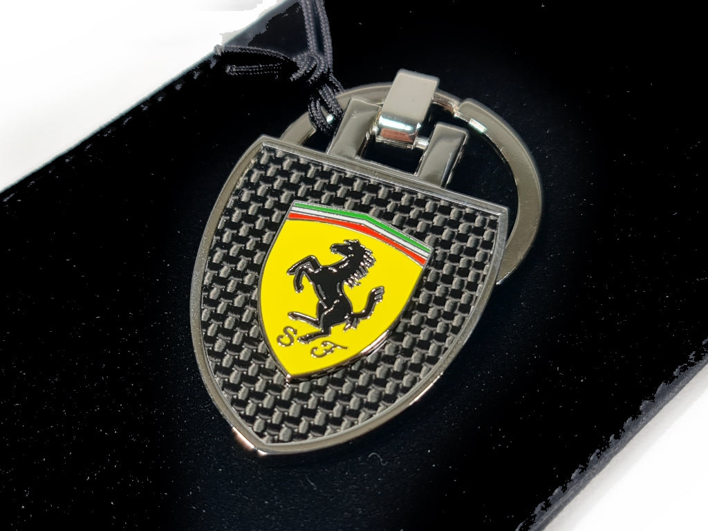 Ferrari - Scudetto Keyring Black Carbon - Genuine Product