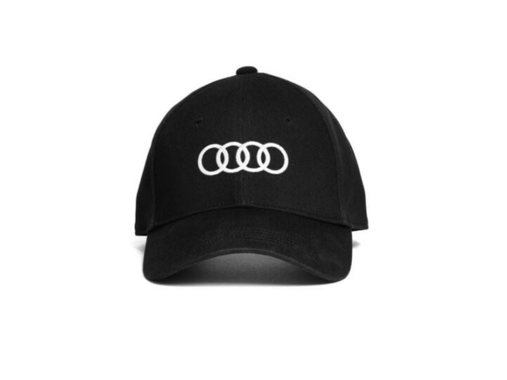 Audi - Baseball Cap Black Rings In White - Genuine Product