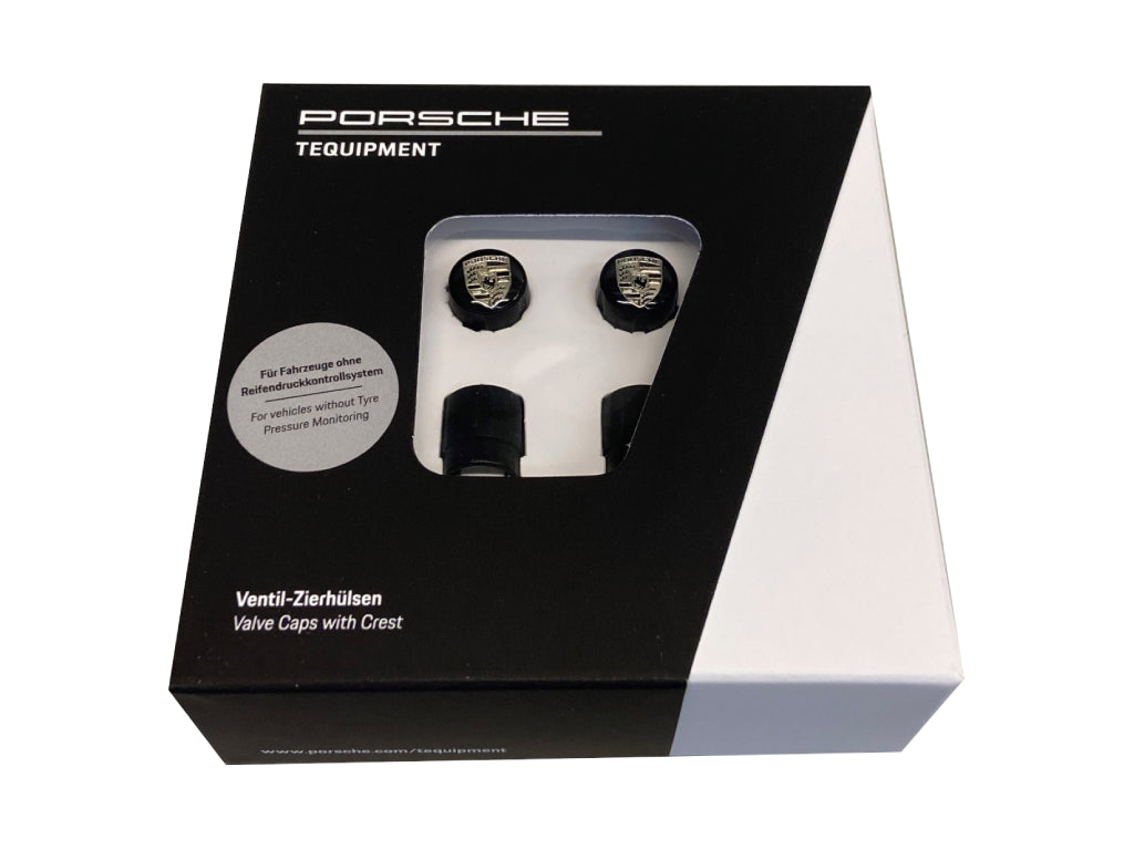 Porsche - Tyre Valve Cap Set Black And Silver - Genuine Product