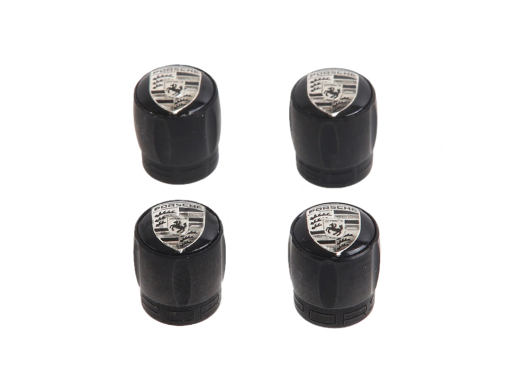 Porsche - Tyre Valve Cap Set Black And Silver - Genuine Product
