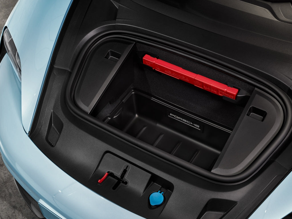 Porsche Taycan Luggage Compartment Liner Front in action