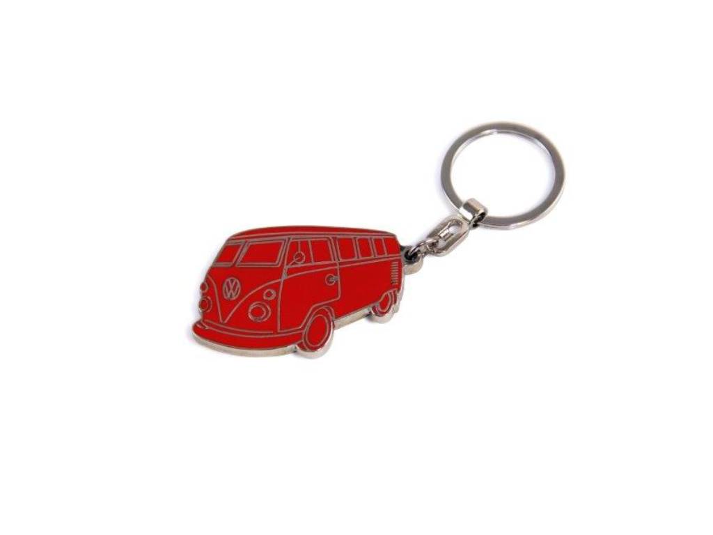 Volkswagen - T1 Bus Enamel Key Ring Red Silhouette - Licenced Product
