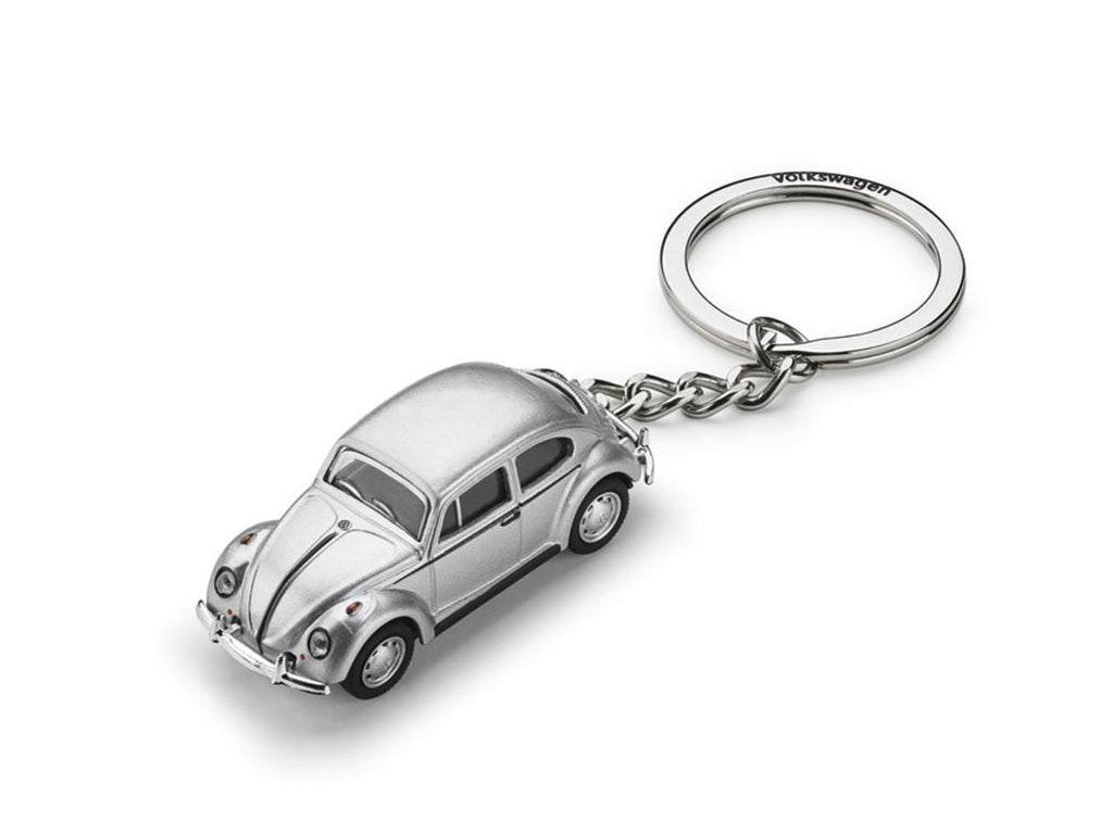 VW Key Tag Beetle Solid In Silver Color - Genuine Product