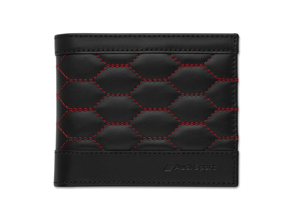 Audi - Sport Wallet Leather Mens Black Red - Genuine Product
