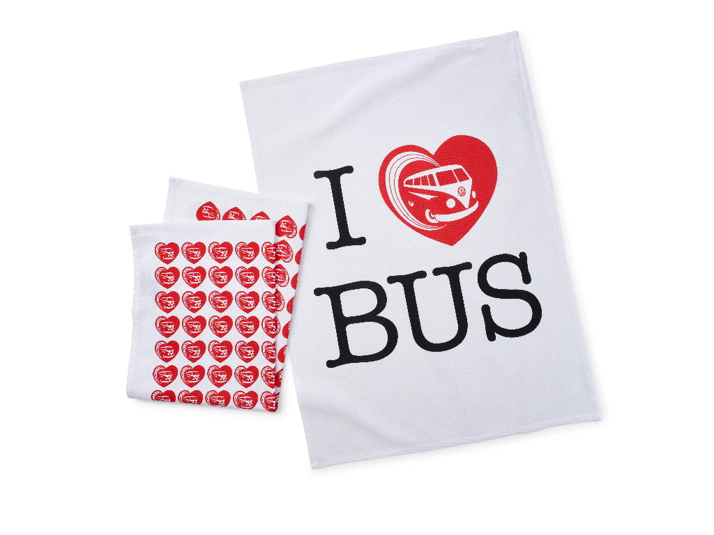 Volkswagen Tea Towel Set Love Bus  -  Genuine Product
