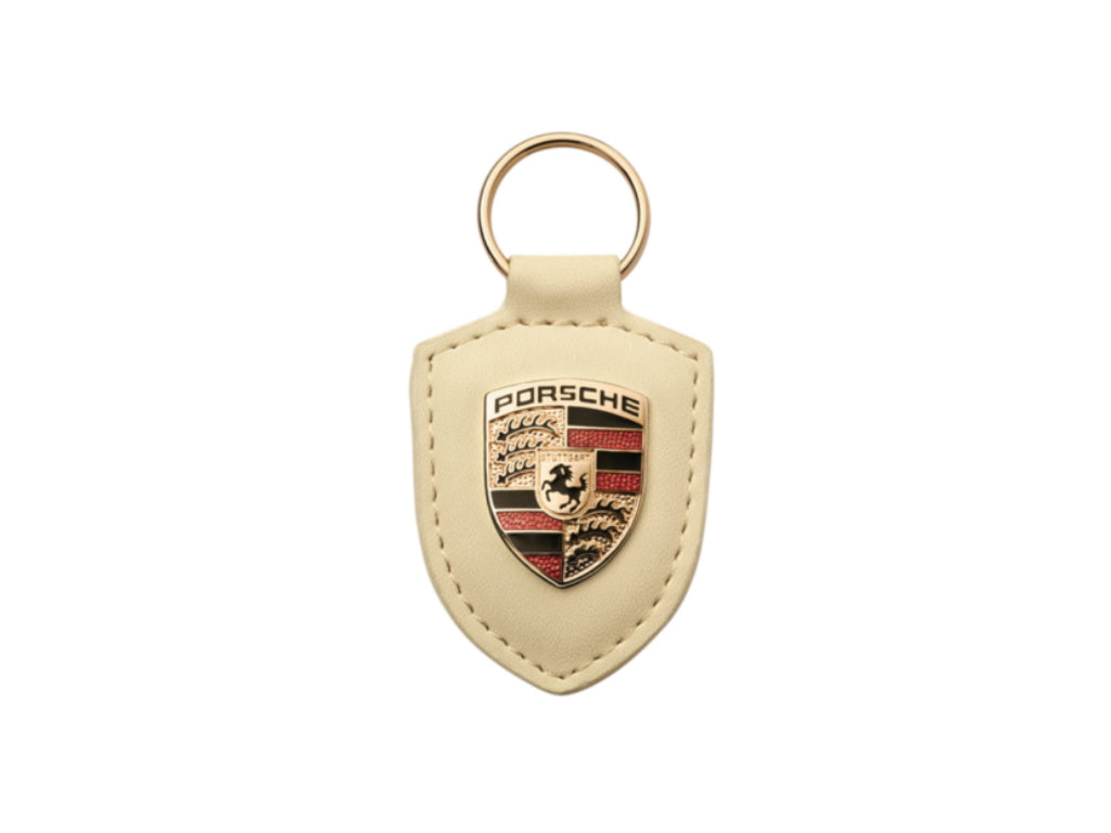 Porsche Key Tag Crest White - Genuine Product