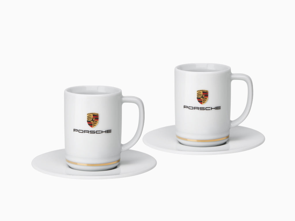 Porsche Espresso Cups Crest Set  -  Genuine Product